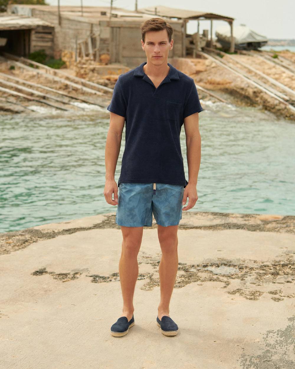 Manebí Organic Terry Cotton Olive Polo Shirt - Navy Latest fashion