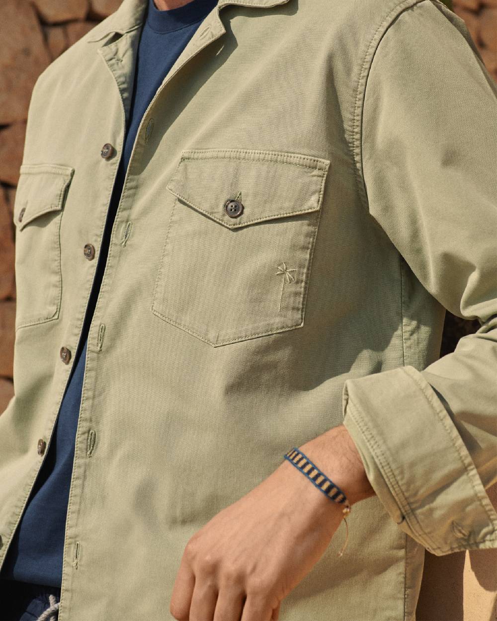 Manebí Stonewashed Cotton|Santa Fe Field Jacket - Embroidered Logo Military Green Italia