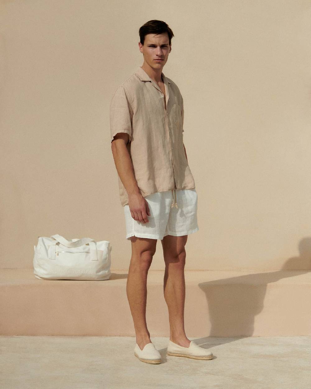 Manebí Washed Linen Havana|Camp-Collar Shirt - Sand Nuovo