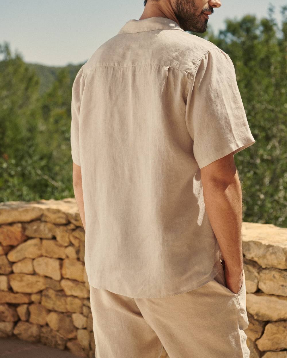 Manebí Washed Linen Havana|Camp-Collar Shirt - Sand Nuovo