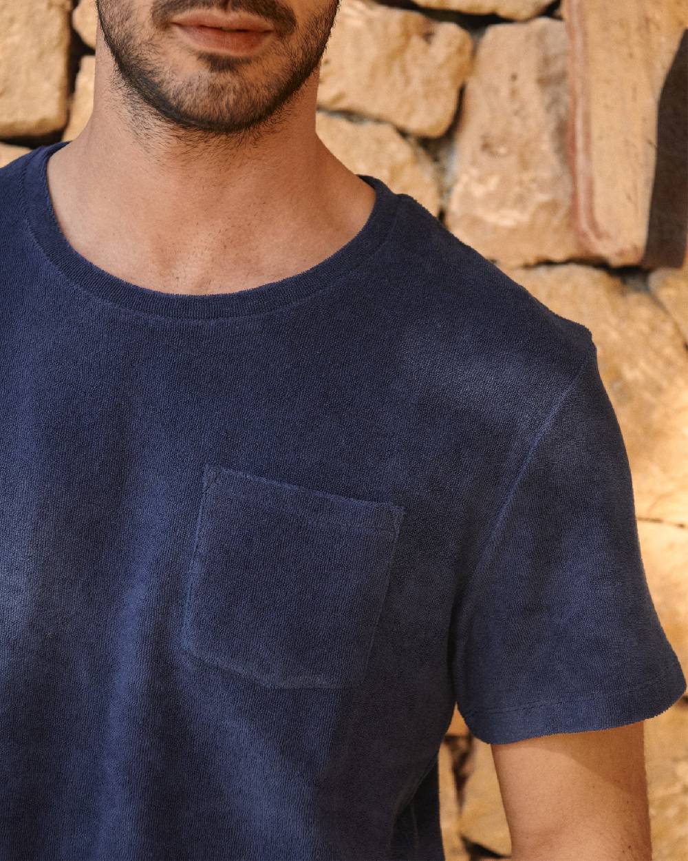 Manebí Organic Terry Cotton Emilio T-Shirt - Navy Vendita