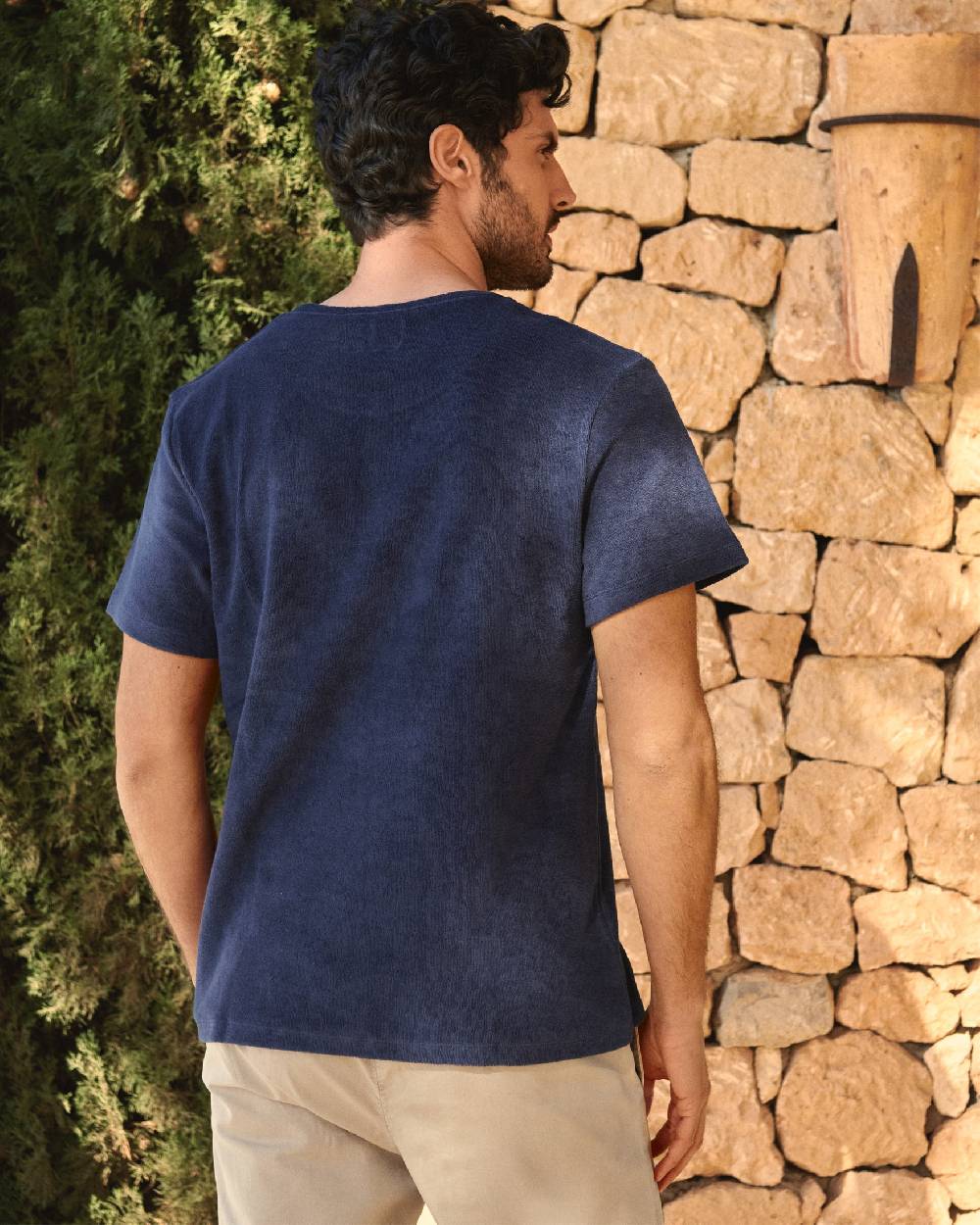 Manebí Organic Terry Cotton Emilio T-Shirt - Navy Vendita
