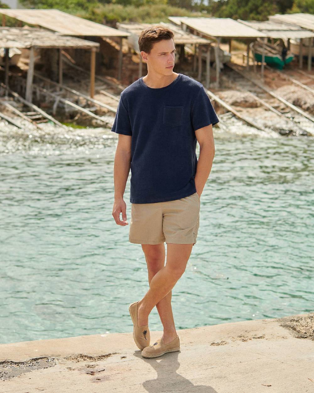 Manebí Organic Terry Cotton Emilio T-Shirt - Navy Vendita