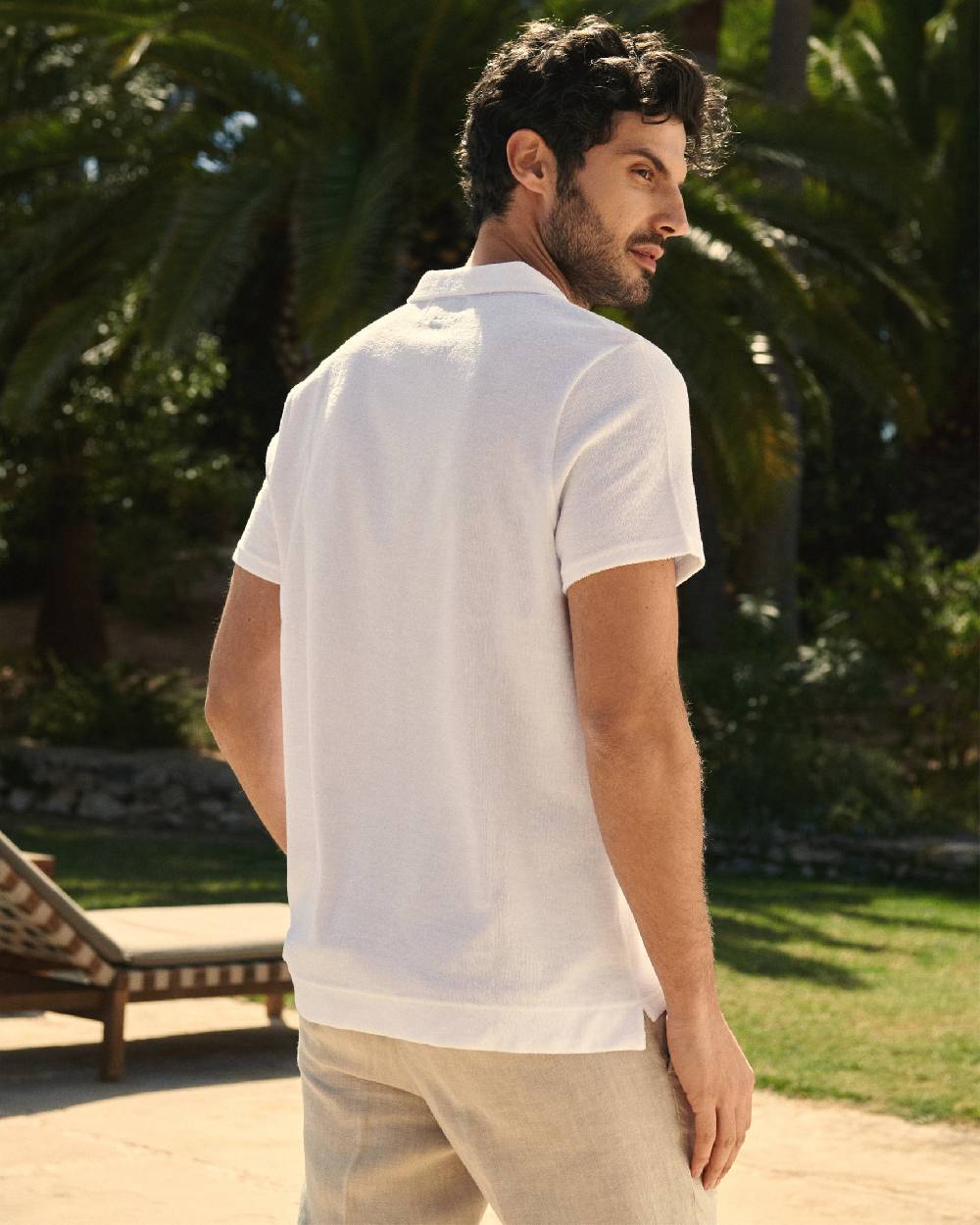 Manebí Organic Terry Cotton Olive Polo Shirt - Short Sleeves White Promozione