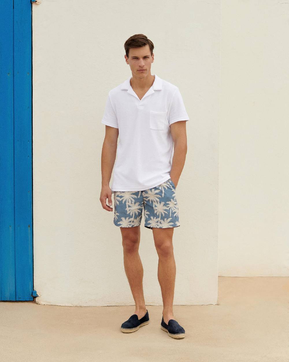 Manebí Organic Terry Cotton Olive Polo Shirt - Short Sleeves White Promozione