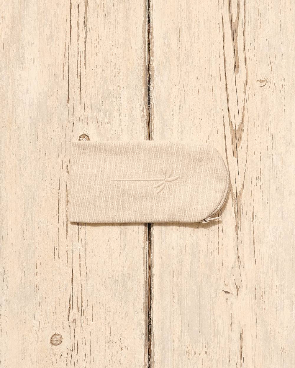 Manebí Canvas Sunglasses Case - La Havana Butter With Ecru Logo Ritorno libero