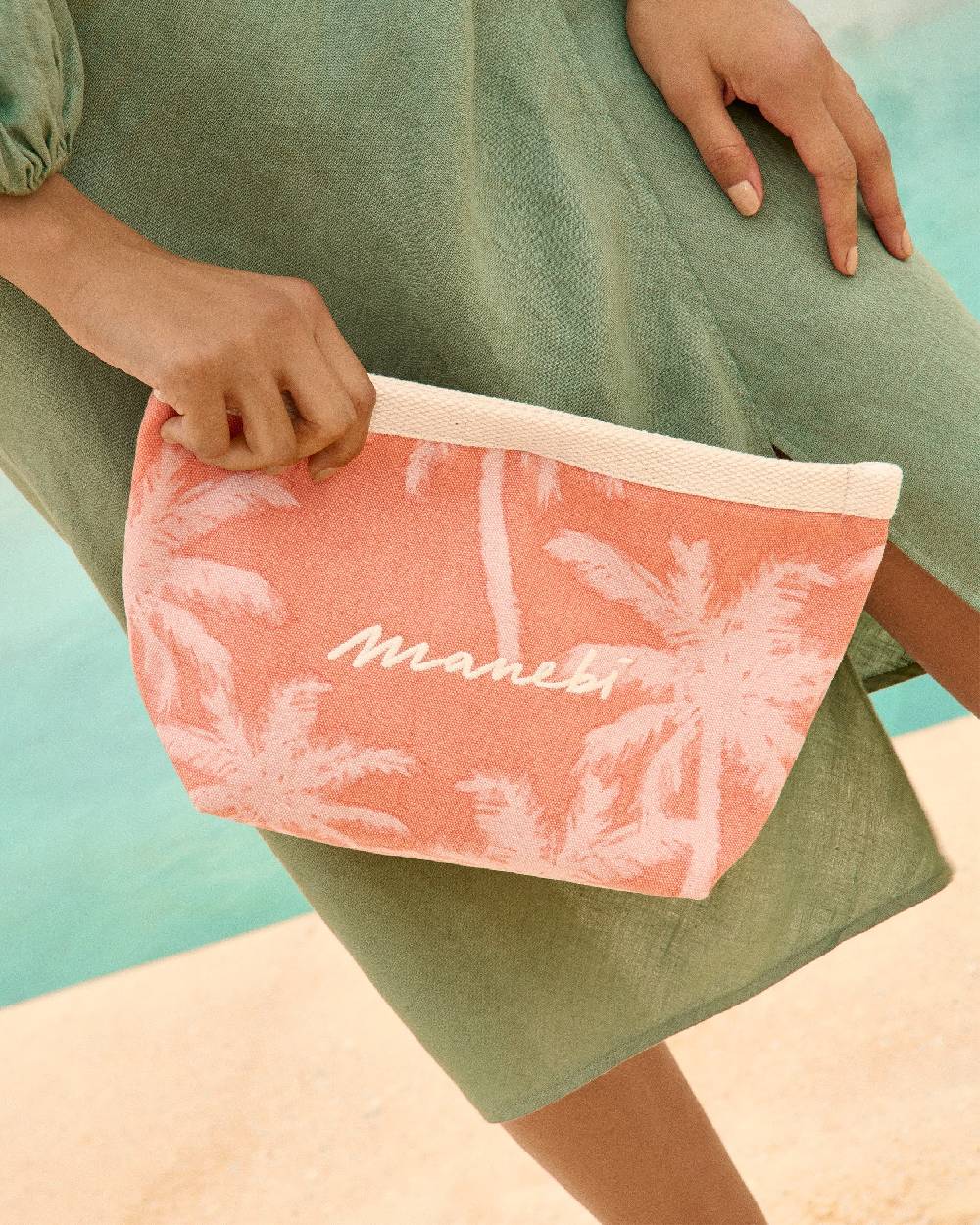 Manebí Canvas Tender2Tote - Sunbaked \u0026 Cream Pink Maxi Palm Convenienza