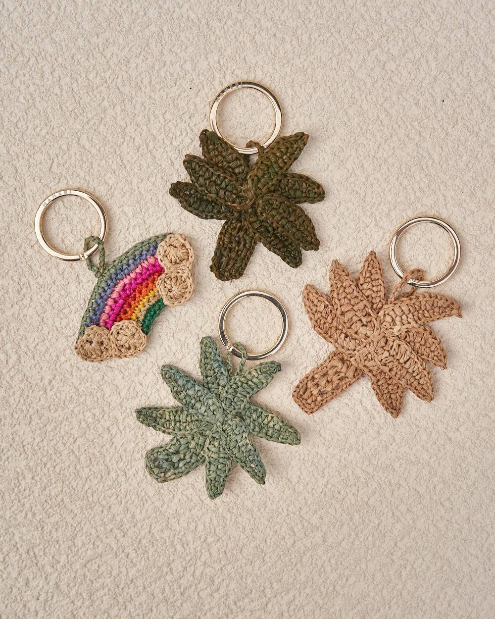 Manebí Raffia Palm Keyring - Made in Madagascar Dark Green In Vendita