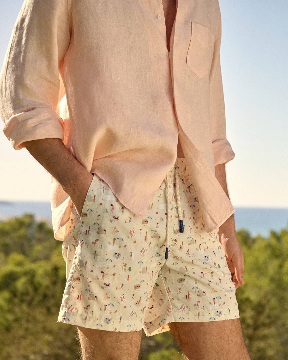 Manebí Printed Swim Shorts - Kids At The Beach Vendita Economica