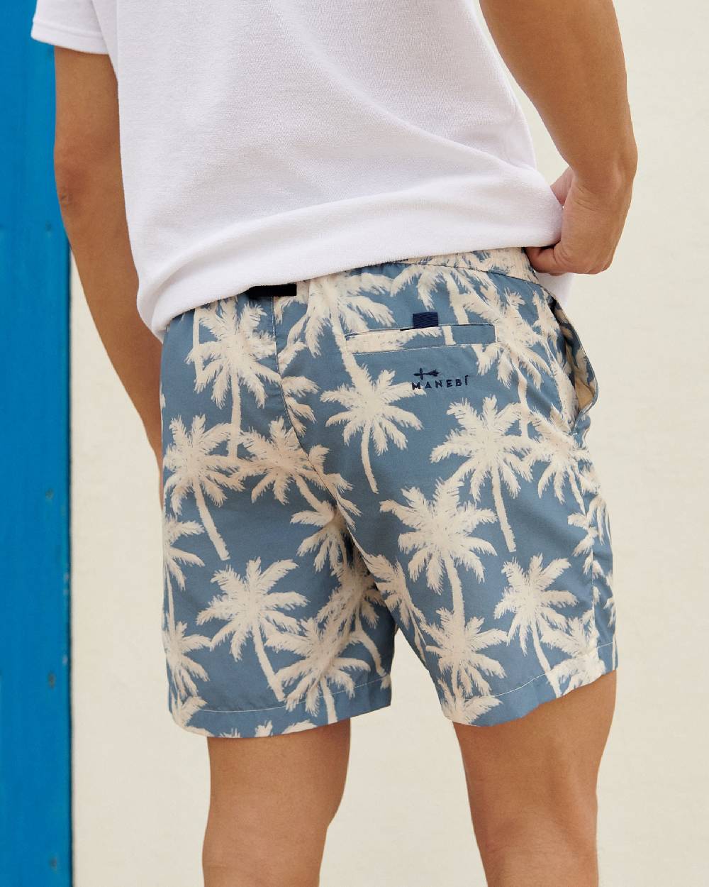 Manebí Printed Swim Shorts Hand Drawn - Gabardine Cotton Indigo Vendite Flash