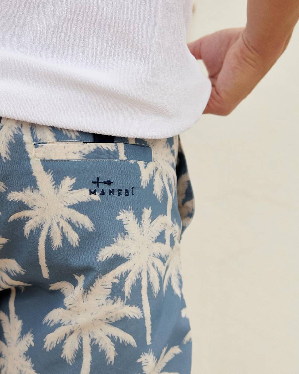 Manebí Printed Swim Shorts Hand Drawn - Gabardine Cotton Indigo Vendite Flash