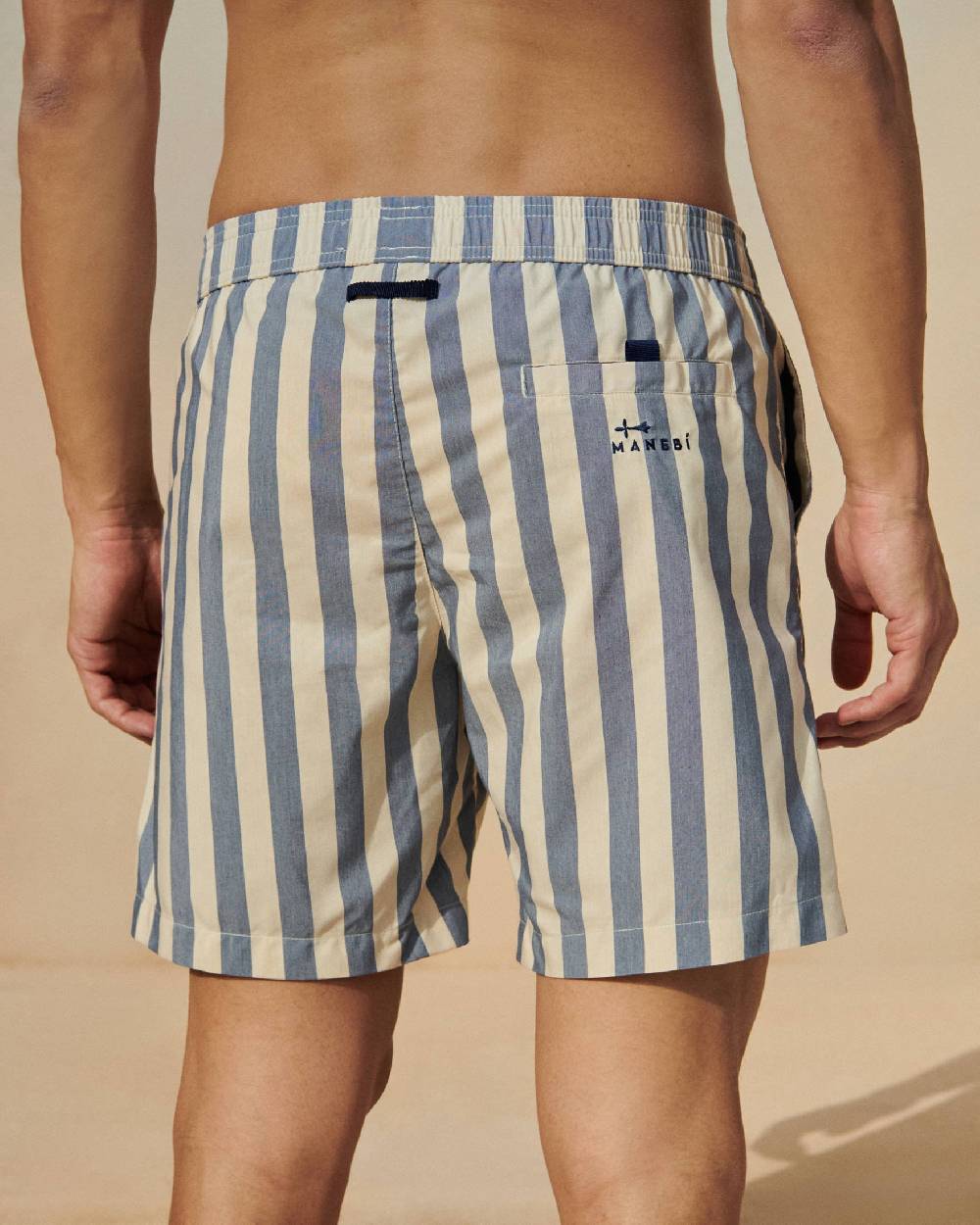 Manebí Printed Macro Stripes Swim Shorts - Navy Blue Macro Stripes Nuova