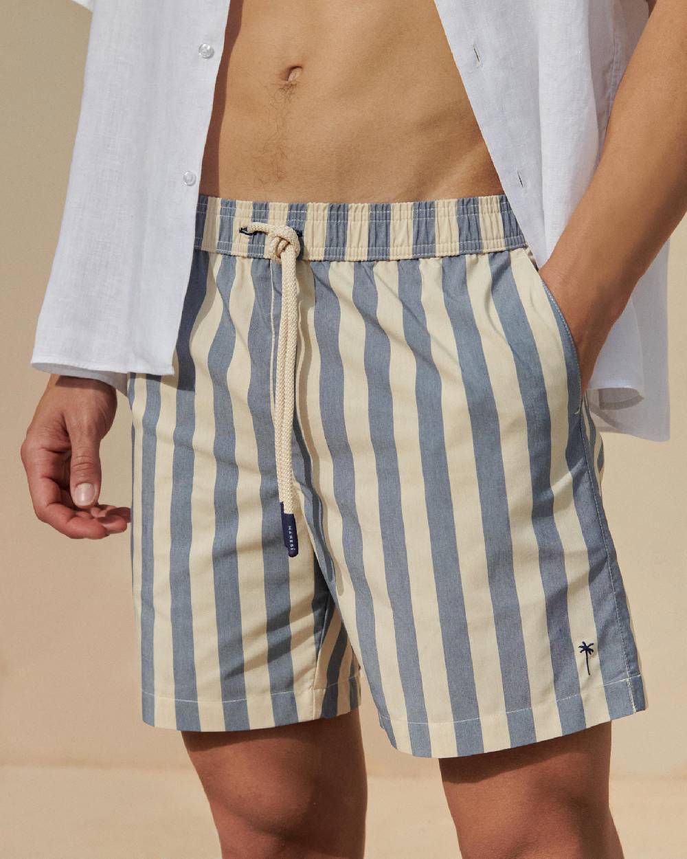 Manebí Printed Macro Stripes Swim Shorts - Navy Blue Macro Stripes Nuova