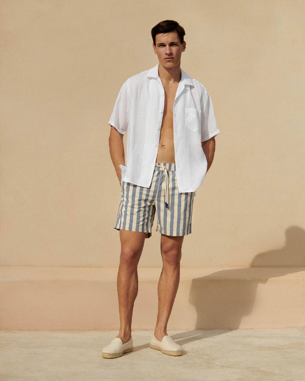 Manebí Printed Macro Stripes Swim Shorts - Navy Blue Macro Stripes Nuova