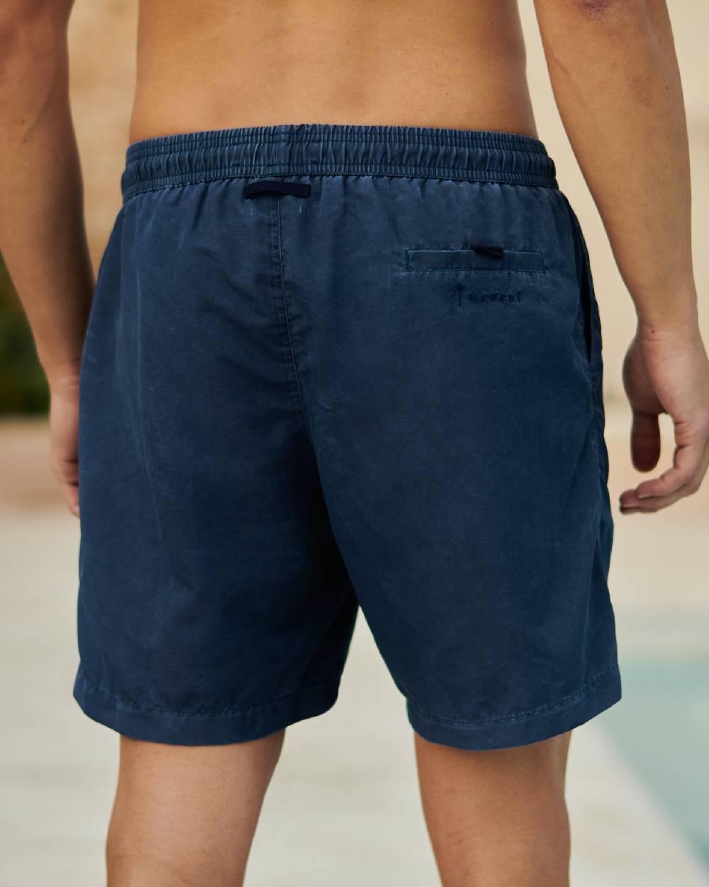 Manebí Solid Color Swim Shorts - Stone Washed Faded Navy Blue Italy