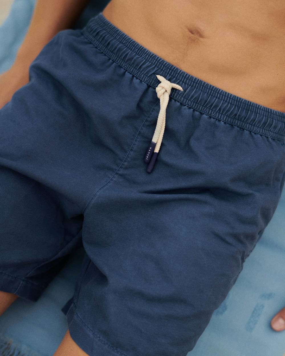 Manebí Solid Color Swim Shorts - Stone Washed Faded Navy Blue Italy