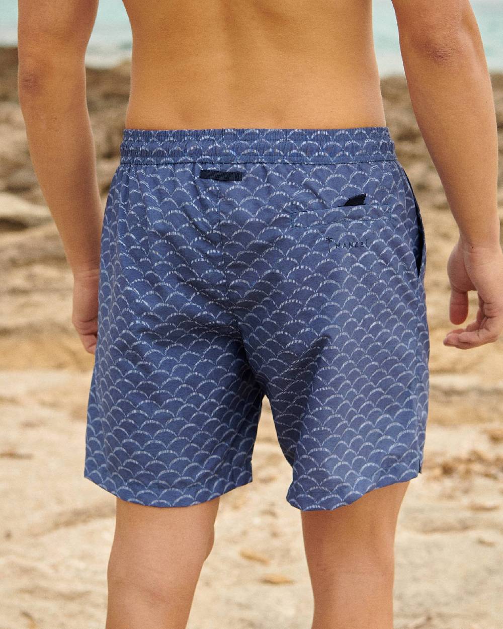Manebí Sketched Waves Swim Shorts - Washed Print Navy Sketched Waves Vendita