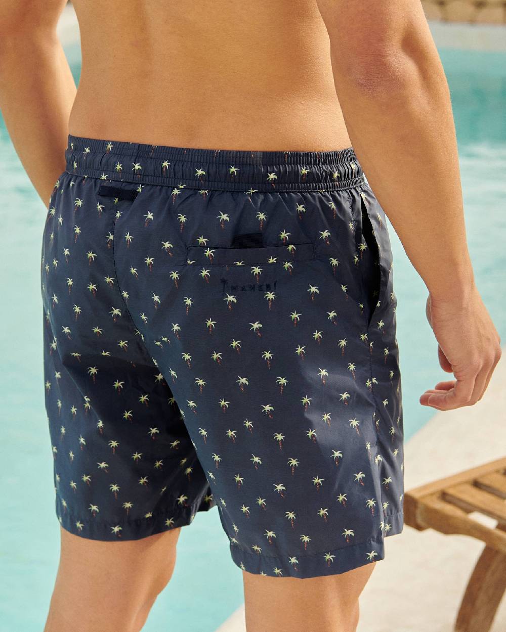Manebí Printed Palms Swim Shorts - Recycled Ultra Light Blue Palms Watercolors Promozione
