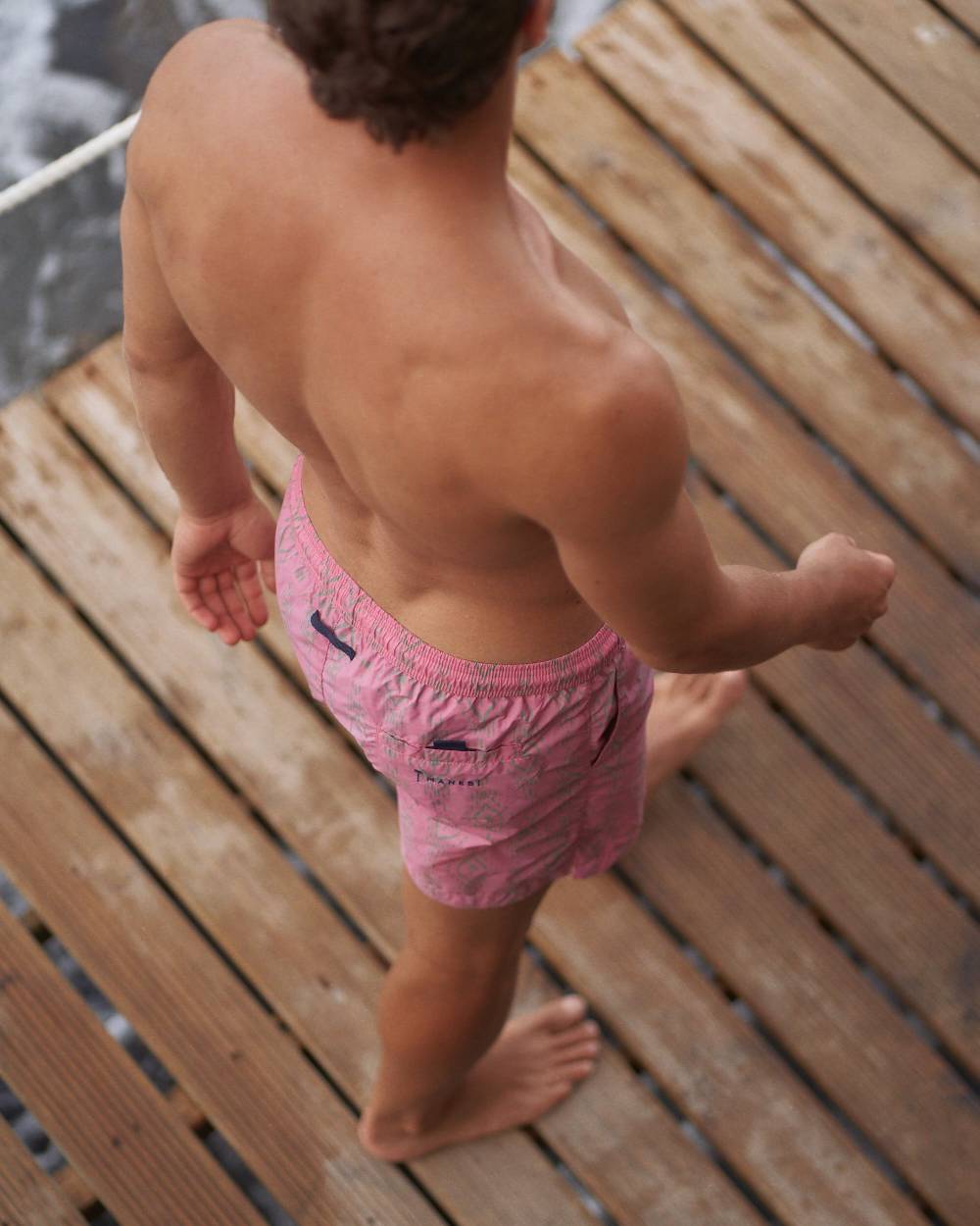 Manebí Printed Ikat With Palm Swim Shorts - Recycled Ultra Light Antique Rose Kaki Ikat W Palm Soddisfazione Garantita