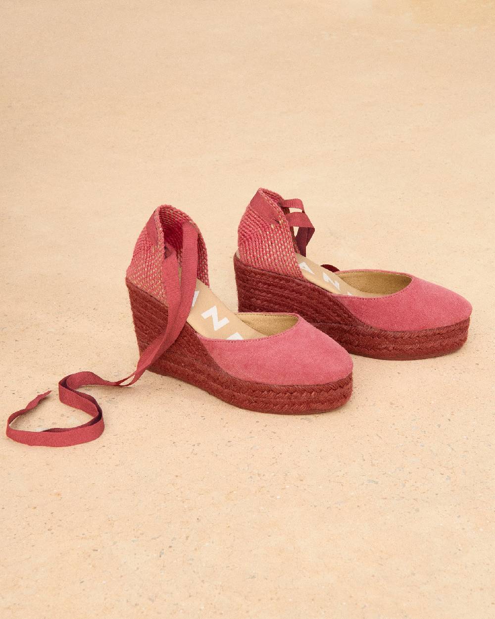 Manebí Soft Suede Wedge Espadrilles - Terracotta On Tone Promozione Limitata