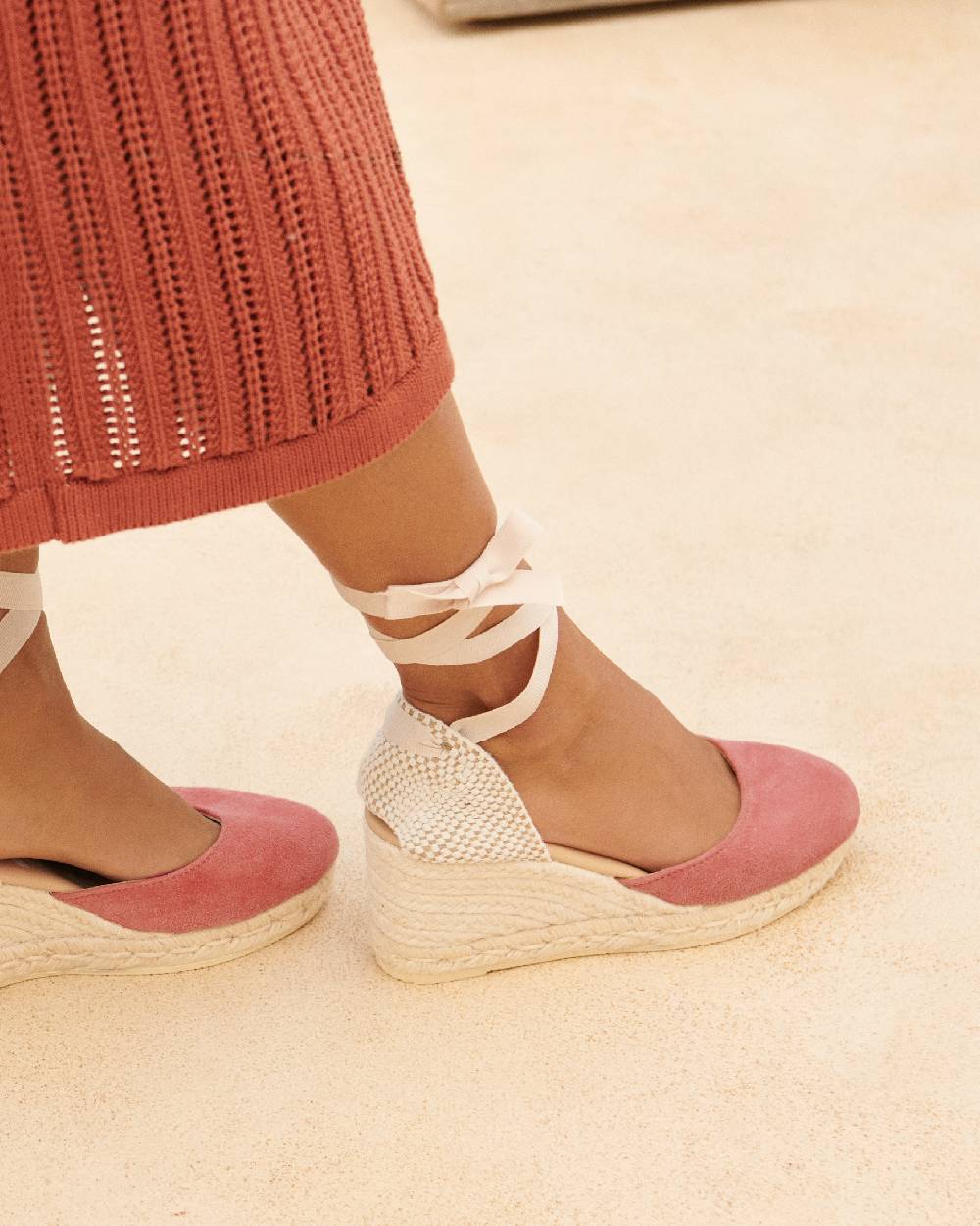 Manebí Soft Suede Low Wedge Espadrilles - Terracotta Shopping Online