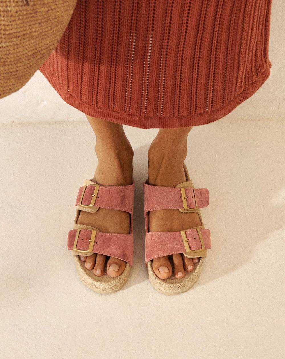Manebí Suede Nordic Sandals - Terracotta \u0026 Champagne Beige Affare Del Giorno