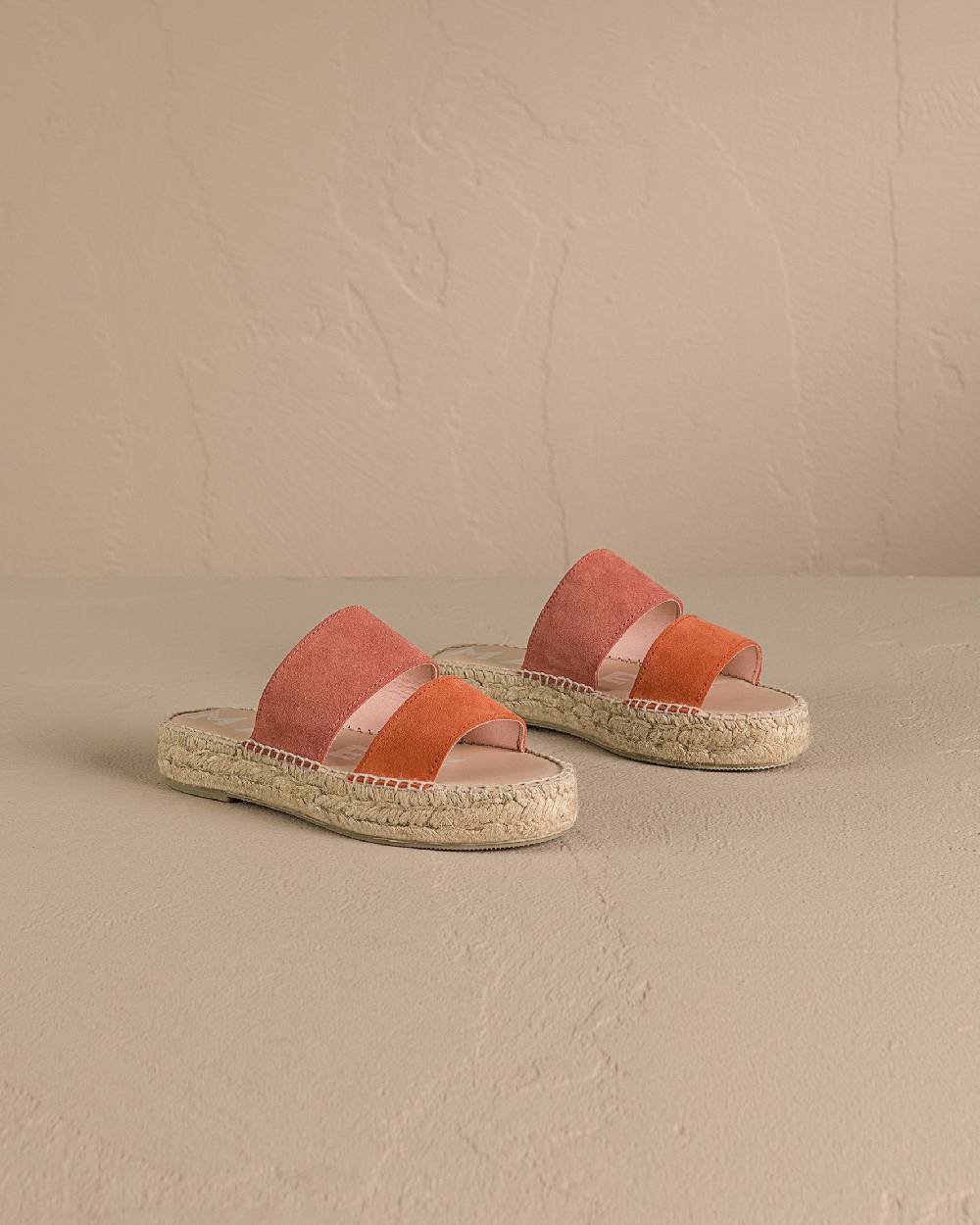 Manebí Suede Two Bands|Double Sole Sandals - Terracotta And Orange Rust Prezzo Ridotto