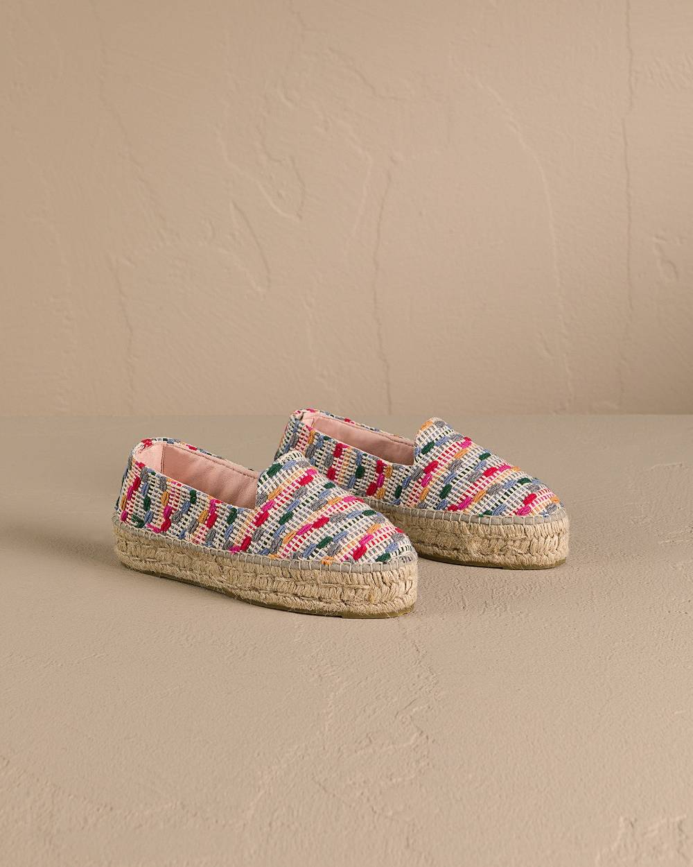 Manebí Cotton Jaquard|Double Sole Espadrilles - Multicolor Stripes Economico