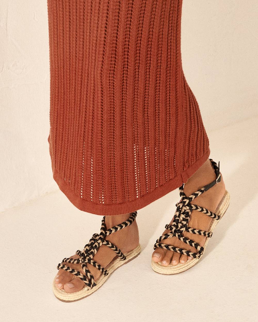 Manebí Jute Tie-Up Rope Sandals - Yucatán Natural Tie-Up Vendita Economica