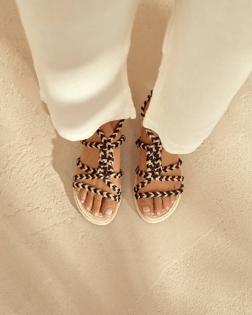 Manebí Jute Tie-Up Rope Sandals - Yucatán Natural Tie-Up Vendita Economica