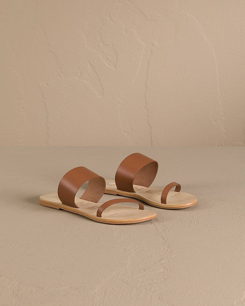 Manebí Leather Two Bands Sandals - Tan Negozio