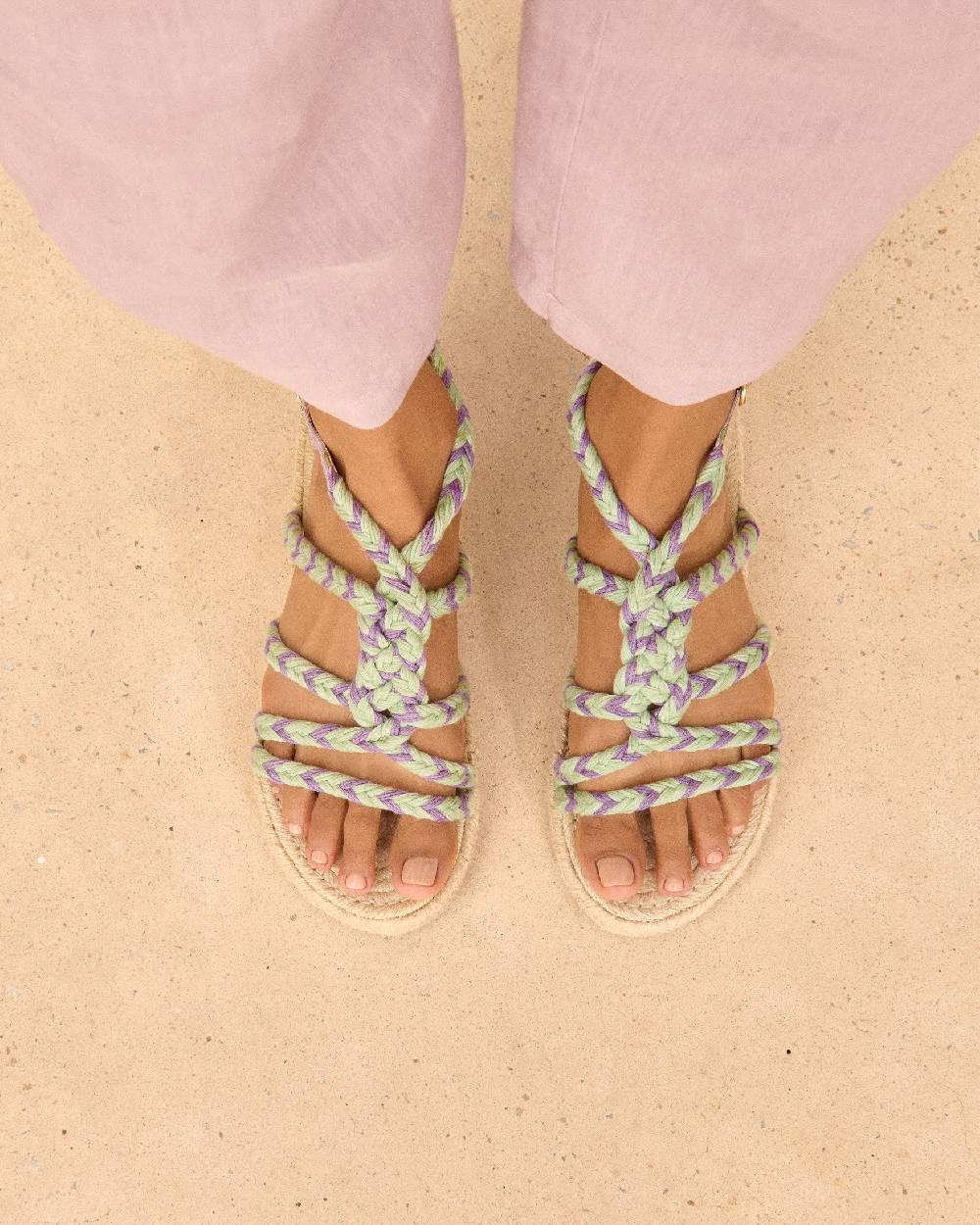 Manebí Jute Tie-Up Rope Sandals - Sage And Wisteria Lilac 2025