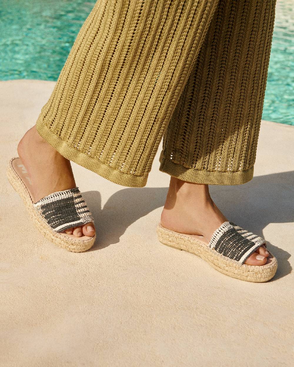 Manebí Silk And Cotton Patchwork|Double Sole Slides - Yucatán White Natural And Black Promozione