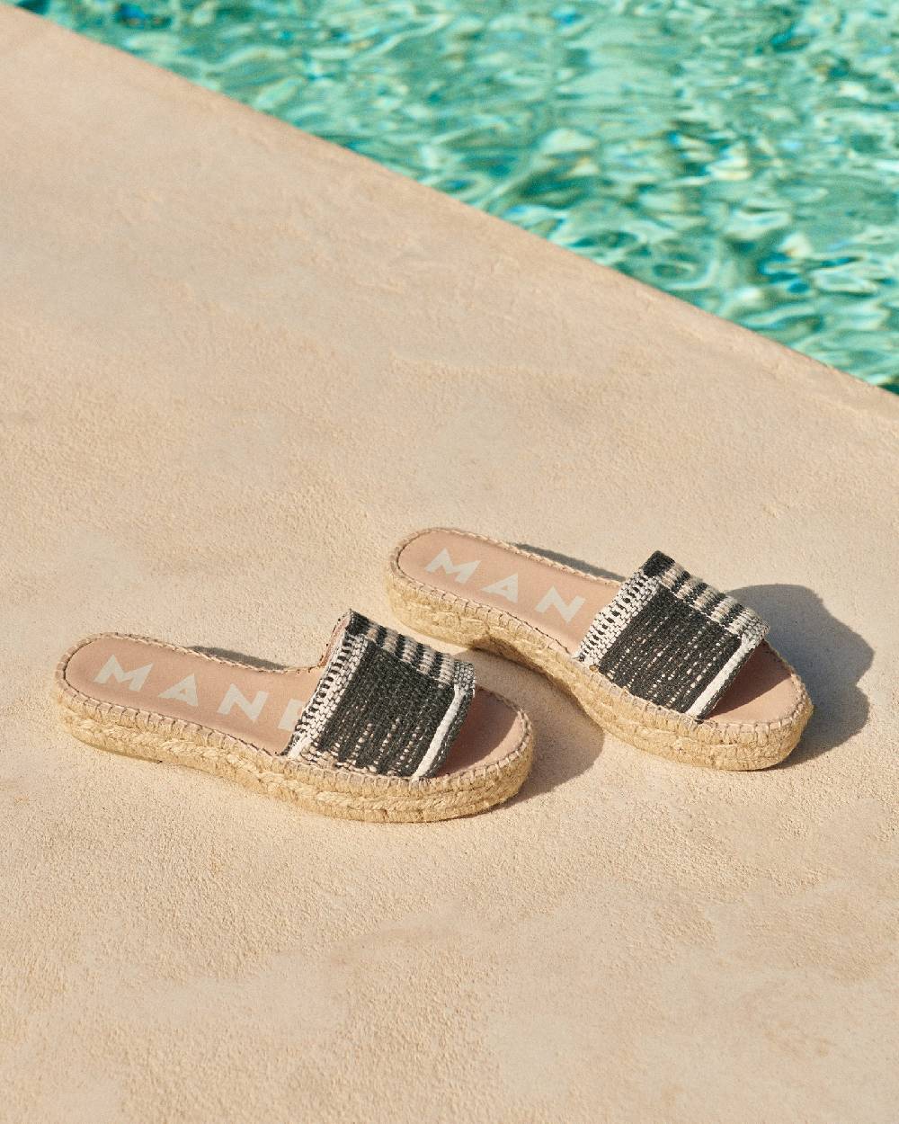 Manebí Silk And Cotton Patchwork|Double Sole Slides - Yucatán White Natural And Black Promozione