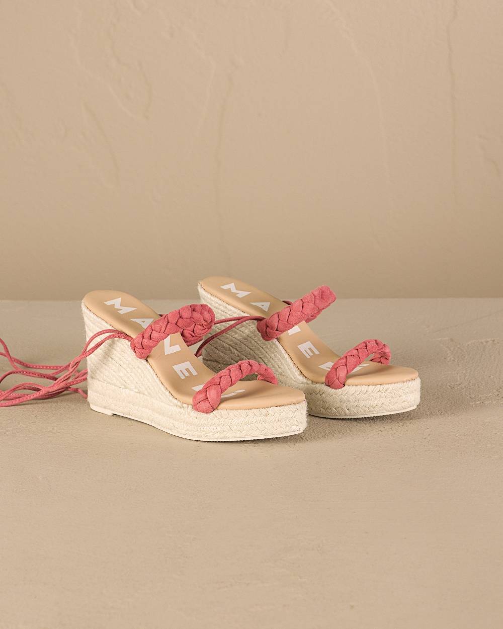 Manebí Soft Suede Two Braided Bands|Wedge Espadrilles - Terracotta Spedizione Gratuita