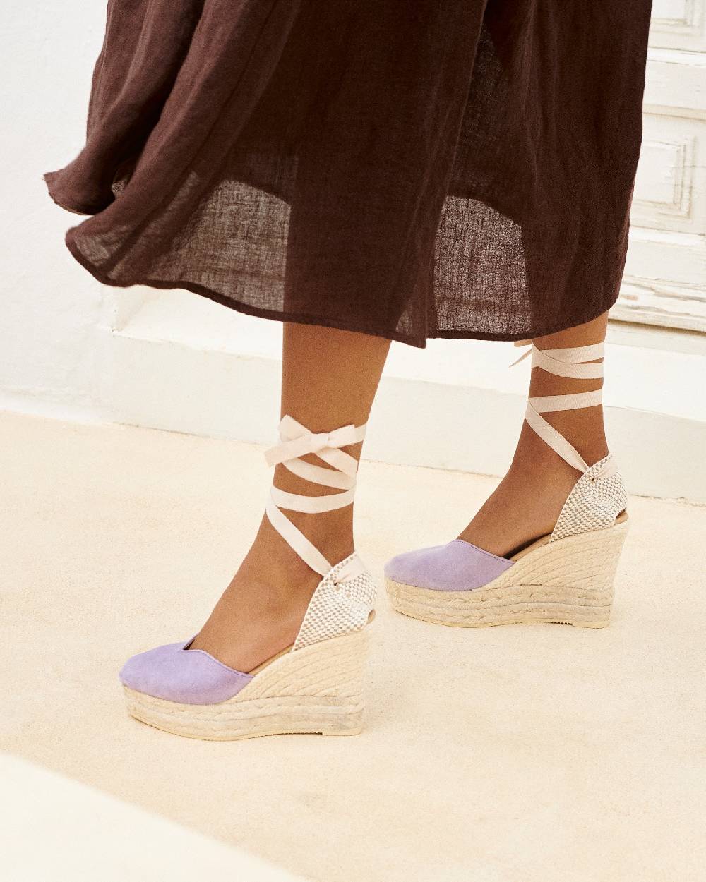 Manebí Soft Suede Heart-Shape|Wedge Espadrilles - Wisteria Lilac Soddisfazione Garantita