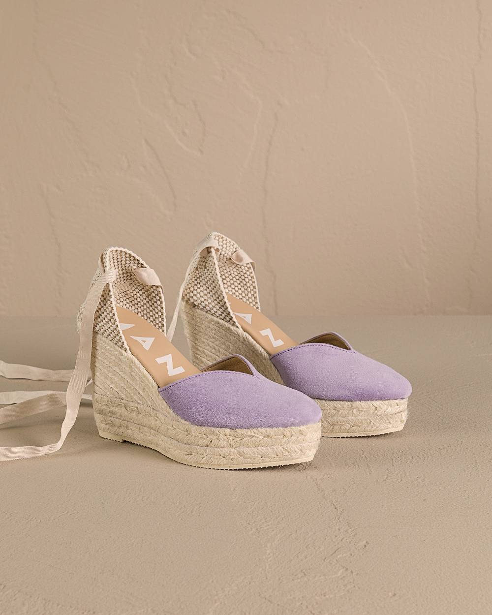 Manebí Soft Suede Heart-Shape|Wedge Espadrilles - Wisteria Lilac Soddisfazione Garantita