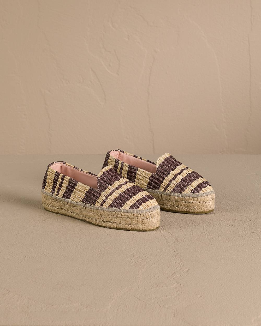 Manebí Raffia Stripes Double Sole Espadrilles - Cocoa \u0026 Natural Online
