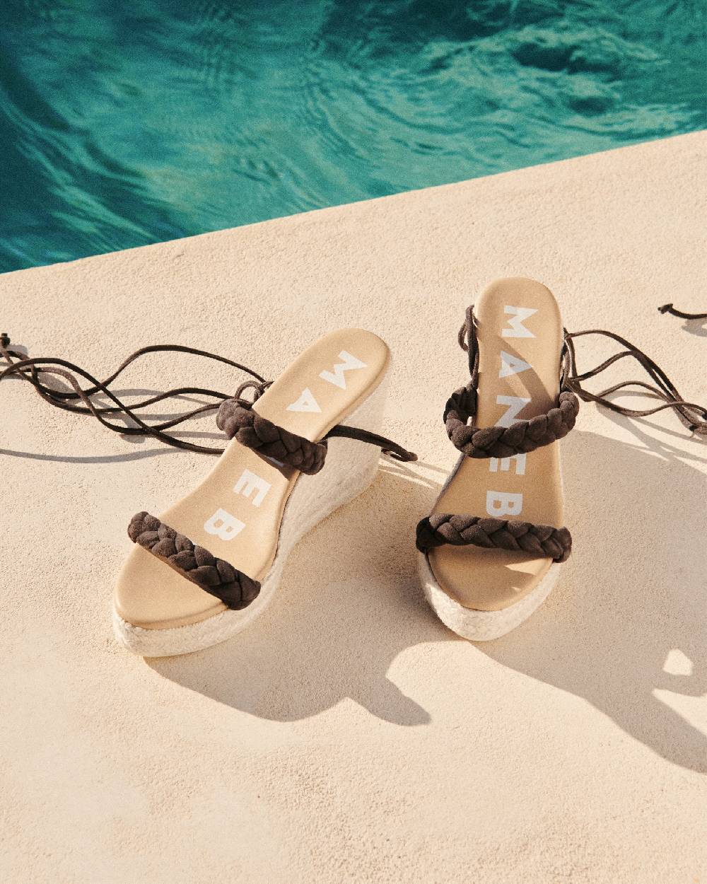 Manebí Soft Suede Two Braided Bands|Wedge Espadrilles - Cocoa Hotsell