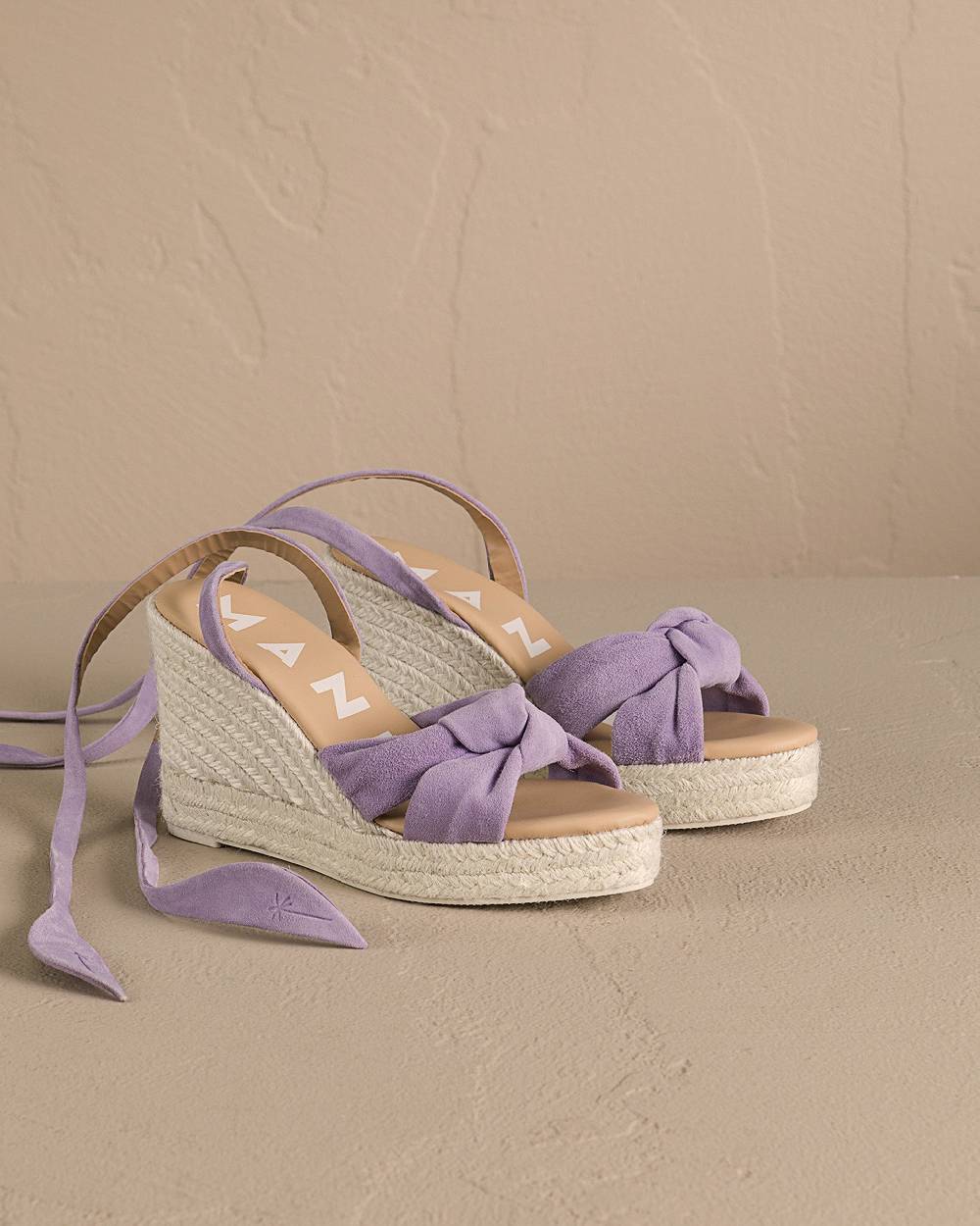 Manebí Soft Suede Wedge Espadrilles|With Knot - Wisteria Lilac Vendita Calda