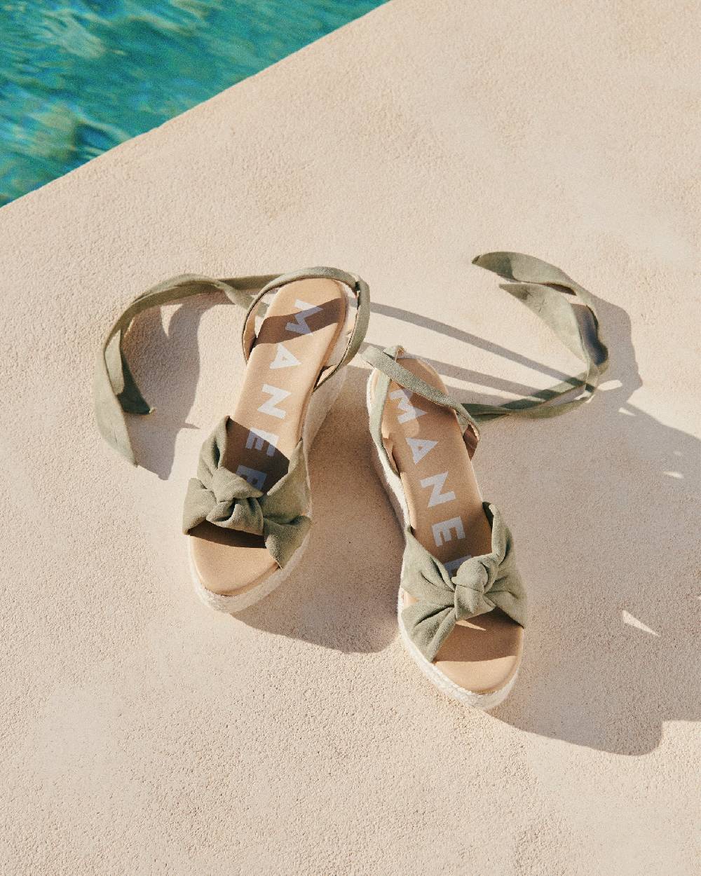 Manebí Soft Suede Wedge Espadrilles|With Knot - Sage Offerte stagionali
