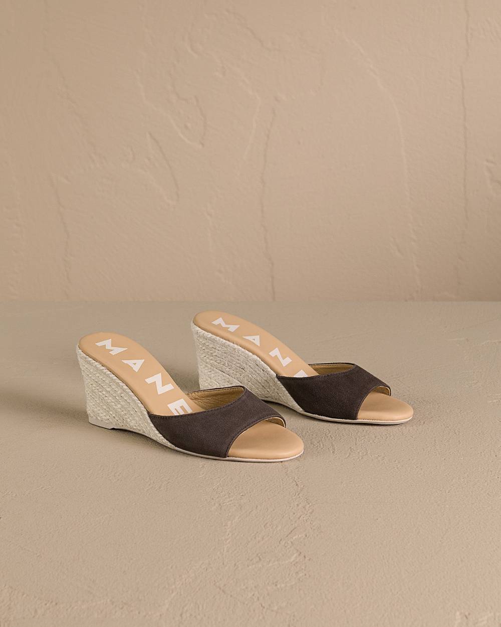 Manebí Soft Suede Mule|Wedge Espadrilles - Cocoa I Più Venduti
