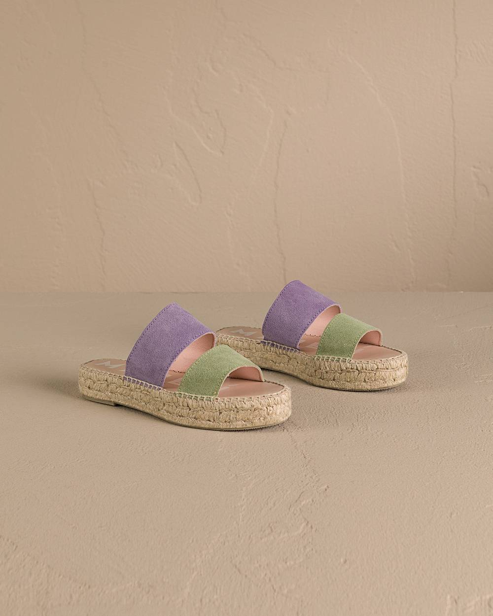 Manebí Suede Two Bands|Double Sole Sandals - Wisteria Lilac And Sage Negozio