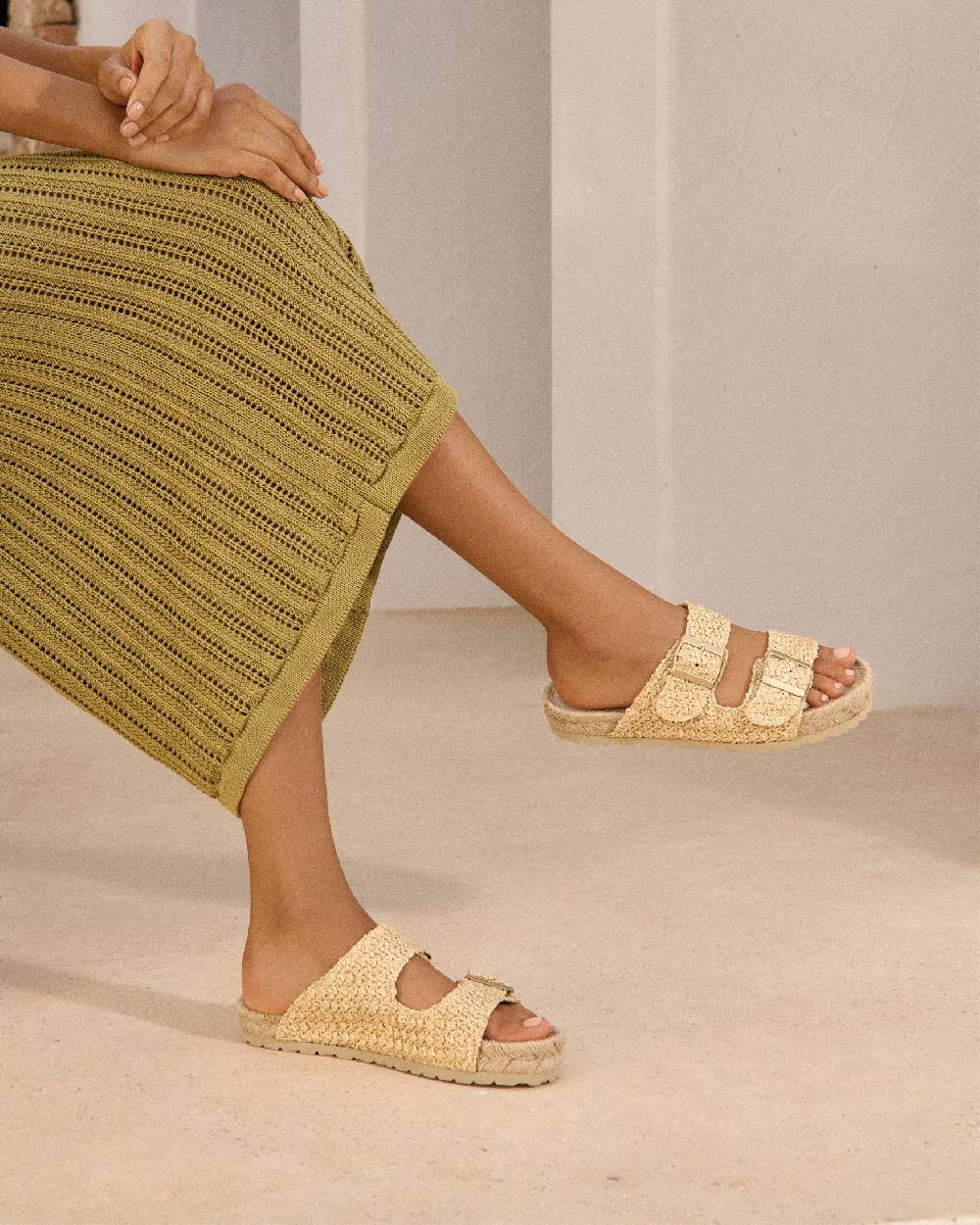 Manebí Raffia Nordic Sandals - Raffia Net Nuova