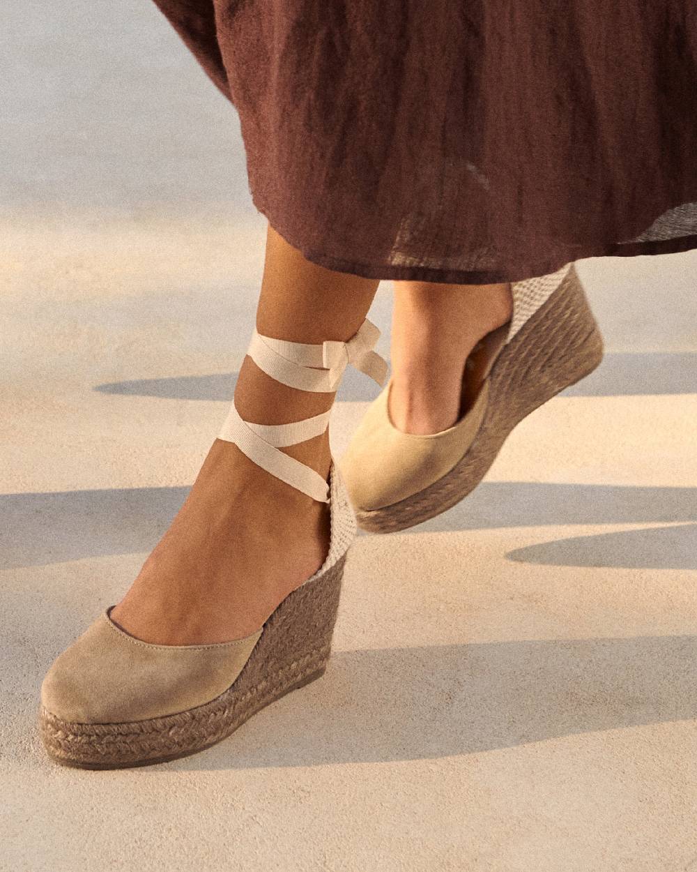 Manebí Soft Suede Wedge Espadrilles - Hamptons Vintage Taupe On Tone 2025