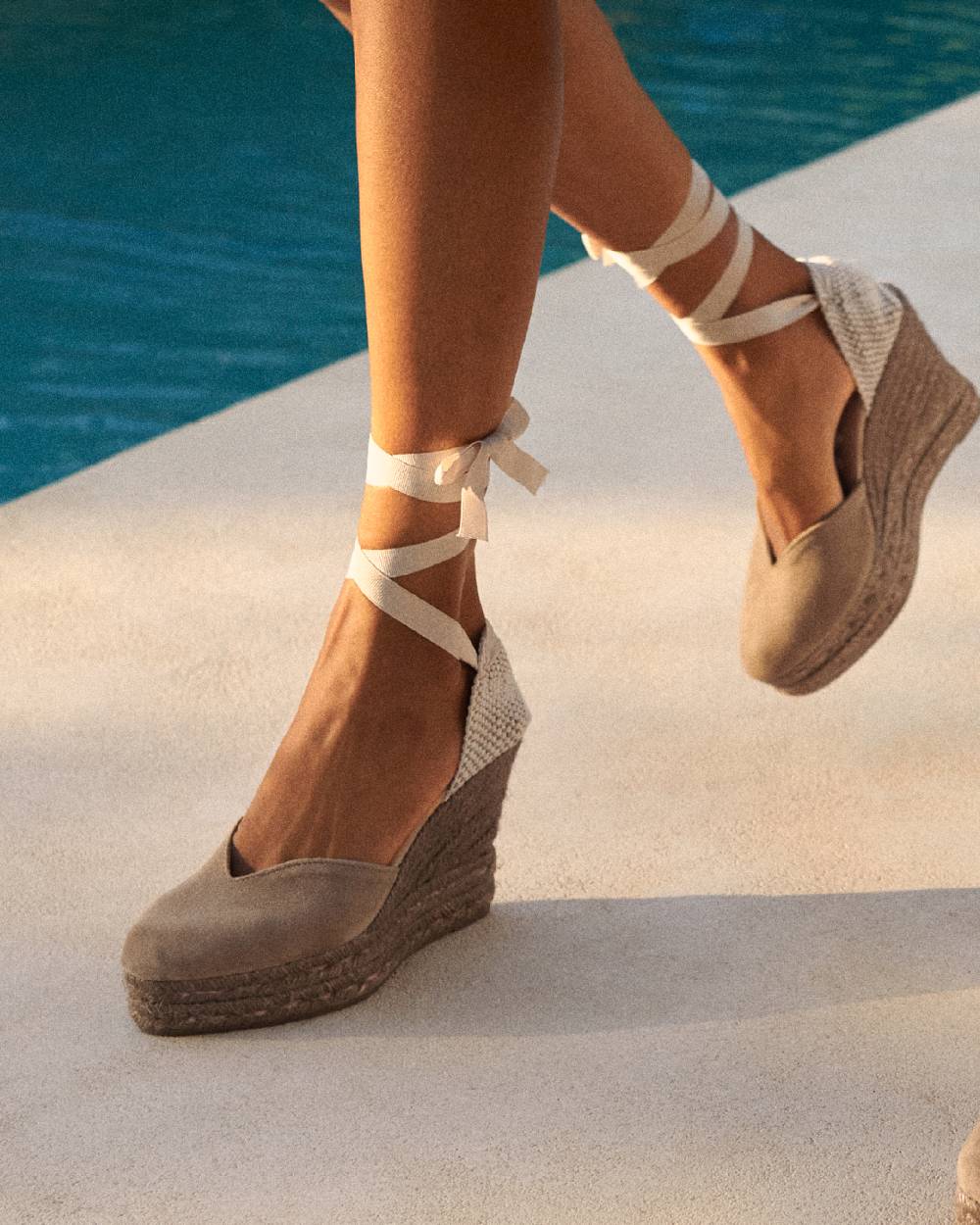 Manebí Soft Suede Heart-Shaped|Wedge Espadrilles - Hamptons Vintage Taupe On Tone Italy