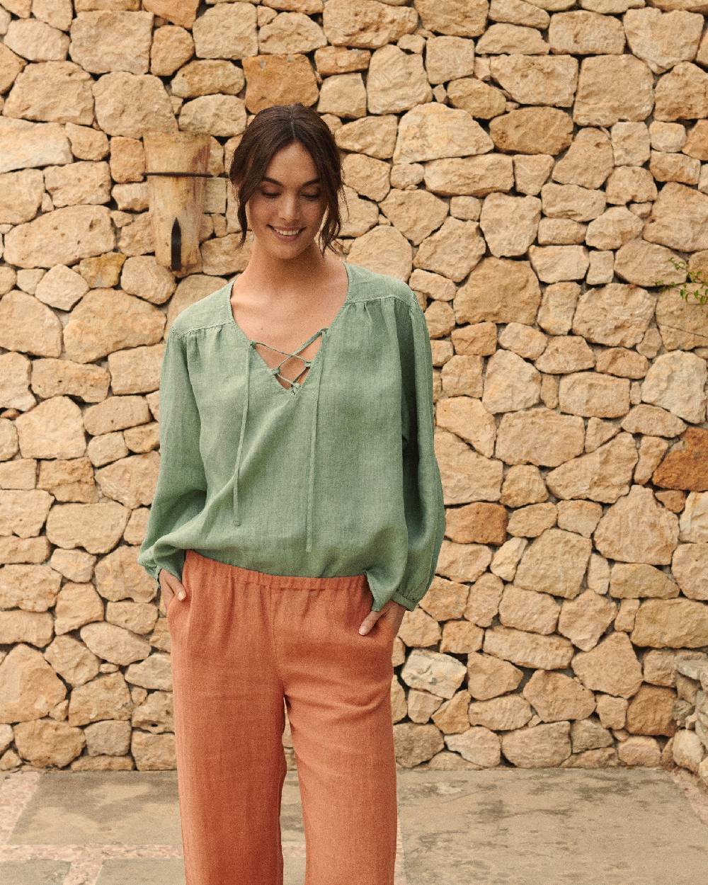 Manebí Linen Varadero Shirt - Mineral Green Promozione