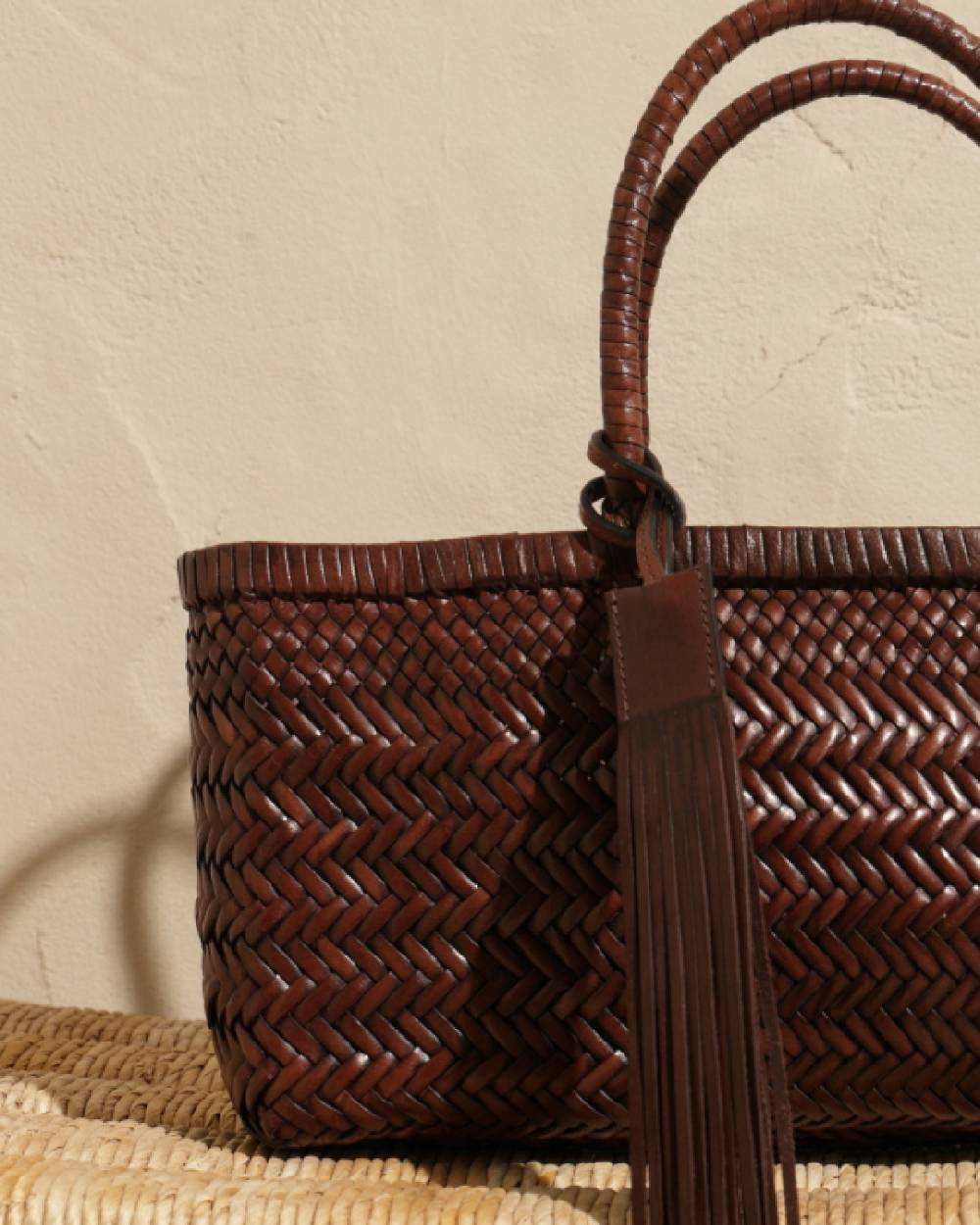 Manebí Borsa Tote Intrecciata in Pelle - Dark Brown Sconti questo mese
