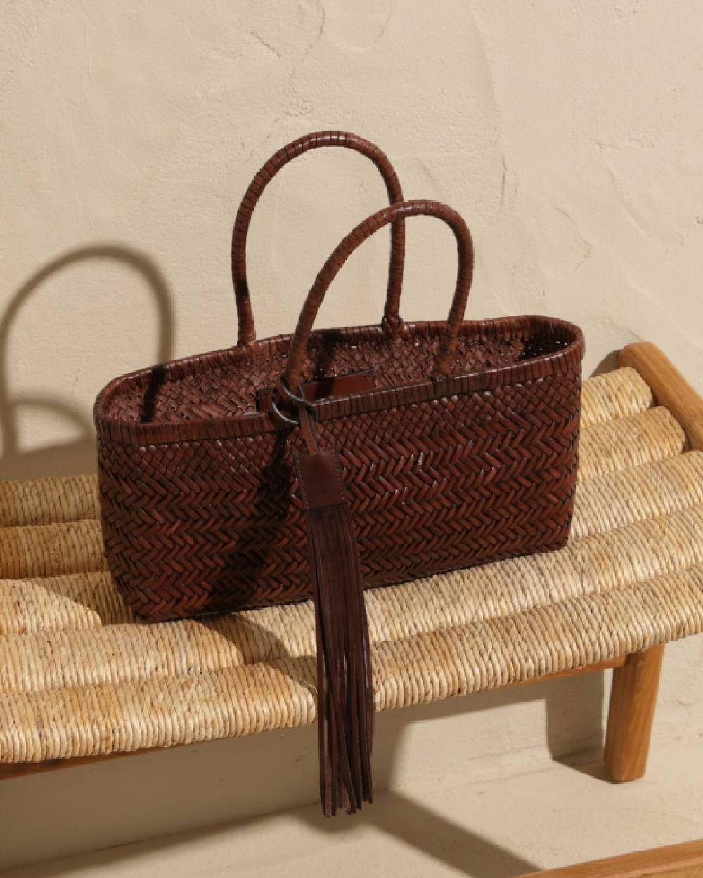 Manebí Borsa Tote Intrecciata in Pelle - Dark Brown Sconti questo mese