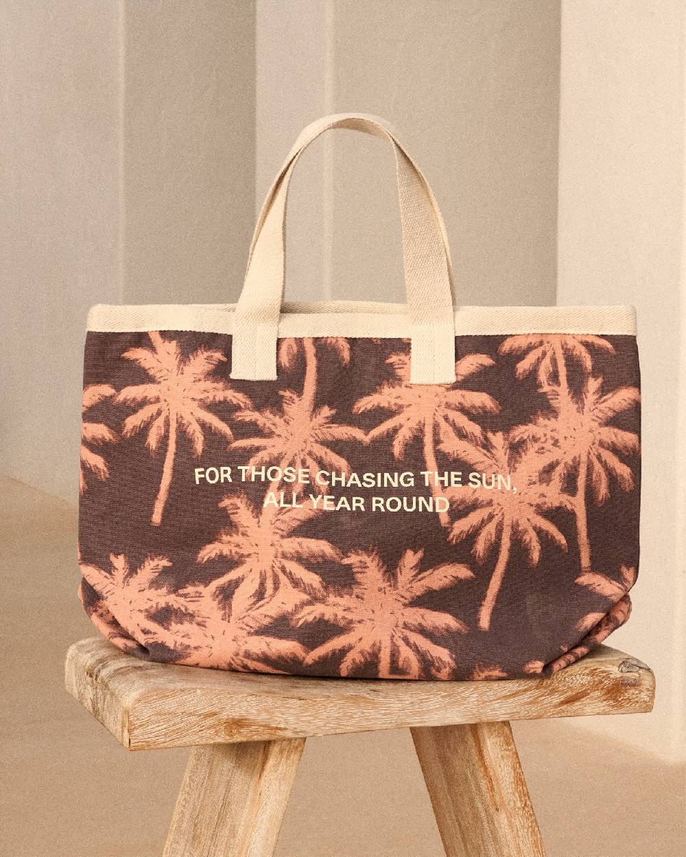 Manebí Canvas California Tote Bag - Cocoa \u0026 Orange Rust Maxi Palm Hotsell